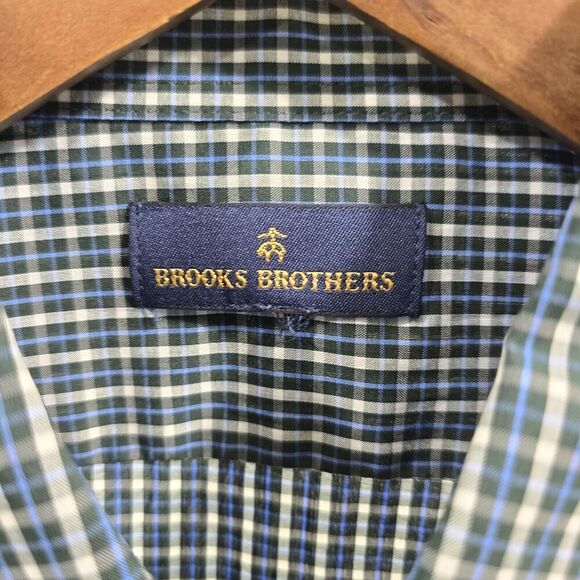 Brooks Brothers Shirt Mens Small Black Blue Plaid Button Up Check Long Sleeve - Picture 3 of 10